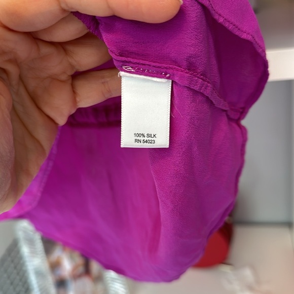 Silk Dolman Sleeve Purple Waist Tie Top - Picture 7 of 8